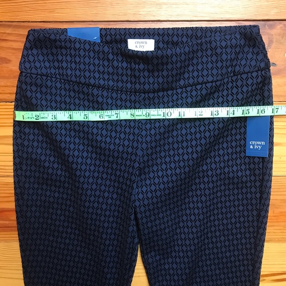 Crown & Ivy Navy Black Velvet Work Pants, NWT, 2 - Picture 8 of 13